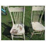 Antique Square Table, Two Chairs
