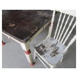 Antique Square Table, Two Chairs