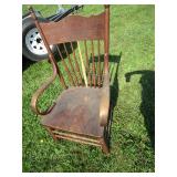 Antique Pressback Chair, Curved Arms