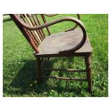 Antique Pressback Chair, Curved Arms