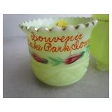 Antique Custard Glass & Ceramic Advertising Souvenirs