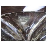 Orrefors Candle Holder, Leaf Dish