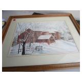 Water Color, Hand Stitched, Vintage Frame