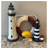 Lighthouse Decor/Tropical Fish on Natural Coral
