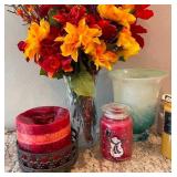 Twelve Piece LOT - Candle and Faux floral Decor