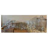 Large Glassware Lot with Beverage Dispenser