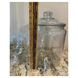 Large Glassware Lot with Beverage Dispenser