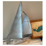 Clear Lake IA Map Wall Art and Sailboat Decor Lot