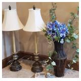 Two Matching Lamps w/Decor