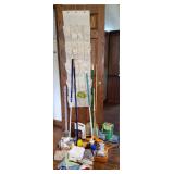 Large Cleaning Related LOT - Broom, Towels, Floor Cleaner