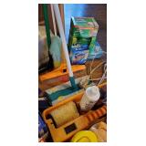 Large Cleaning Related LOT - Broom, Towels, Floor Cleaner
