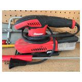 LOT Bauer Sander, Three Hand Saws and a Drain Snake