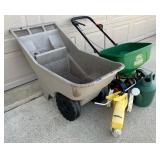 Nelson Moving Sprinkler, Seed Spreader, Plastic Wheelbarrow and Plastic Watering Jug