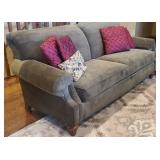 Flexsteel Microfiber Olive Green Sofa with Pillows
