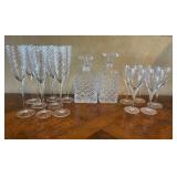8 Crystal Decanters 1980