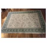 Sage Green / Beige Rug and Floral Print