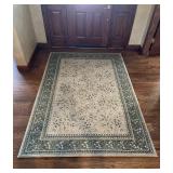 Sage Green / Beige Rug and Floral Print