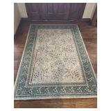 Sage Green / Beige Rug and Floral Print