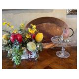 Hammered Copper Platter and Fruit Decor