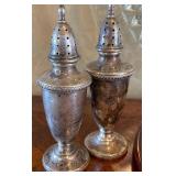 Sterling Salt and Pepper Set, Amber Decanter Lot