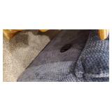 Overstuffed Blue Reclining Sofa