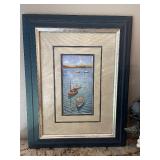 Sailboat Pictures and Blue Floral in Basket