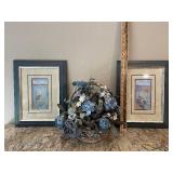 Sailboat Pictures and Blue Floral in Basket