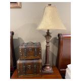 Table Lamp and Suitcase Decor