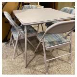 Folding Table and Cushioned Four Chair Set and Additional Round Folding Table