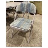 Folding Table and Cushioned Four Chair Set and Additional Round Folding Table