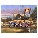 Sunset Strip Corvette vs. Thunderbird by Dave Barnhouse Artwork
