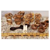 Celtic Wood Spoon and Carved Wood Napkins Rings Elephants