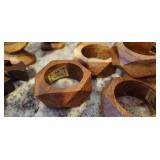 Celtic Wood Spoon and Carved Wood Napkins Rings Elephants