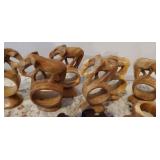 Celtic Wood Spoon and Carved Wood Napkins Rings Elephants