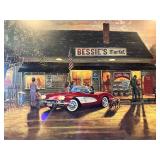 Dave Barnhouse Corvette Bessies Market County Antique Car Framed Art