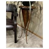 Small Leather Side Chair and Faux Plant and Stand