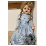 Vintage Doll Blue Dress with Stand