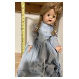 Vintage Doll Blue Dress with Stand