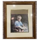 Framed Print of Boy Reading
