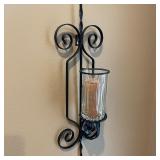 Metal and Glass Table and Wall Sconce