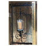 Metal and Glass Table and Wall Sconce