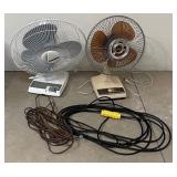 Two Oscillating Fans with Extension Cords