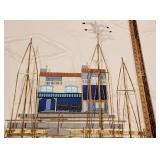 Curtis Jere 1998 Metal Wall Sculpture Whimsical Harbor Scene