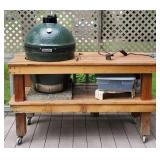 Big Green Egg 18.25" Grill with Rolling Acacia Wood Table