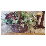 Floral Basket and Candlestick Decor