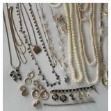 Large Lot of Costume Jewelry Pearls, Gold and Black Enamel, Gold Jewelry