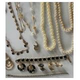 Large Lot of Costume Jewelry Pearls, Gold and Black Enamel, Gold Jewelry