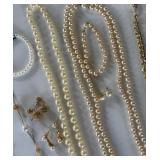 Large Lot of Costume Jewelry Pearls, Gold and Black Enamel, Gold Jewelry