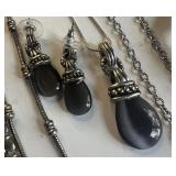 Large Lot of Silvertone, Black and Gray Jewelry