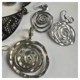 Large Lot of Silvertone, Black and Gray Jewelry